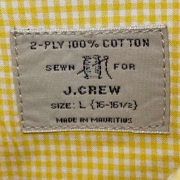 J. Crew Mens Gingham 2-Ply Cotton Long Sleeve Button-Down‎ Shirt Large (16-16.5) - Picture 6 of 7